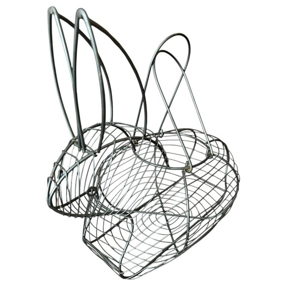 Vtg Wire Bunny Basket Moving Handles Egg Gathering Cottagecore Easter Decor - Picture 9 of 9